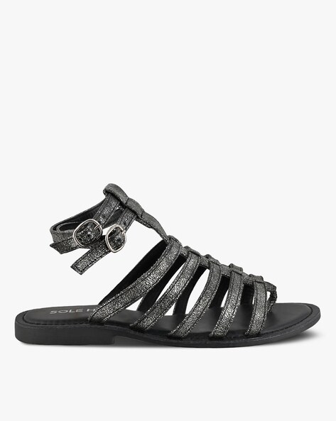 LaoZan Women's Roman Skull Cross T-Strap Rhinestone Gladiator Flat Thong Sandals  Black 35EU: Amazon.co.uk: Fashion