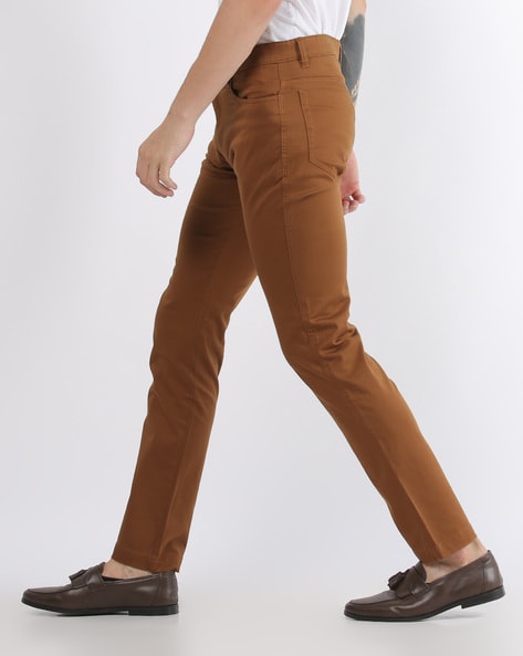 Cropped linen trousers  Dark brown  Ladies  HM IN