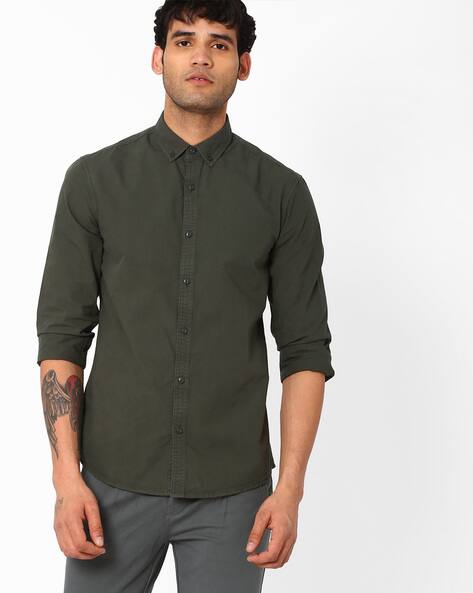 dark green slim fit shirt