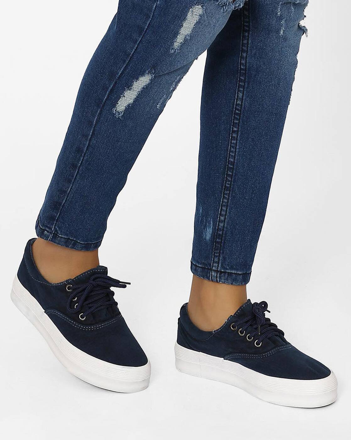 navy platform sneakers
