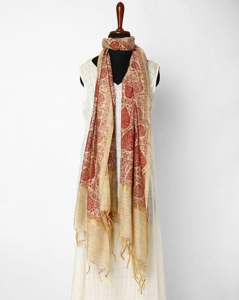 Printed Dupatta with Fringe Tassels Price in India