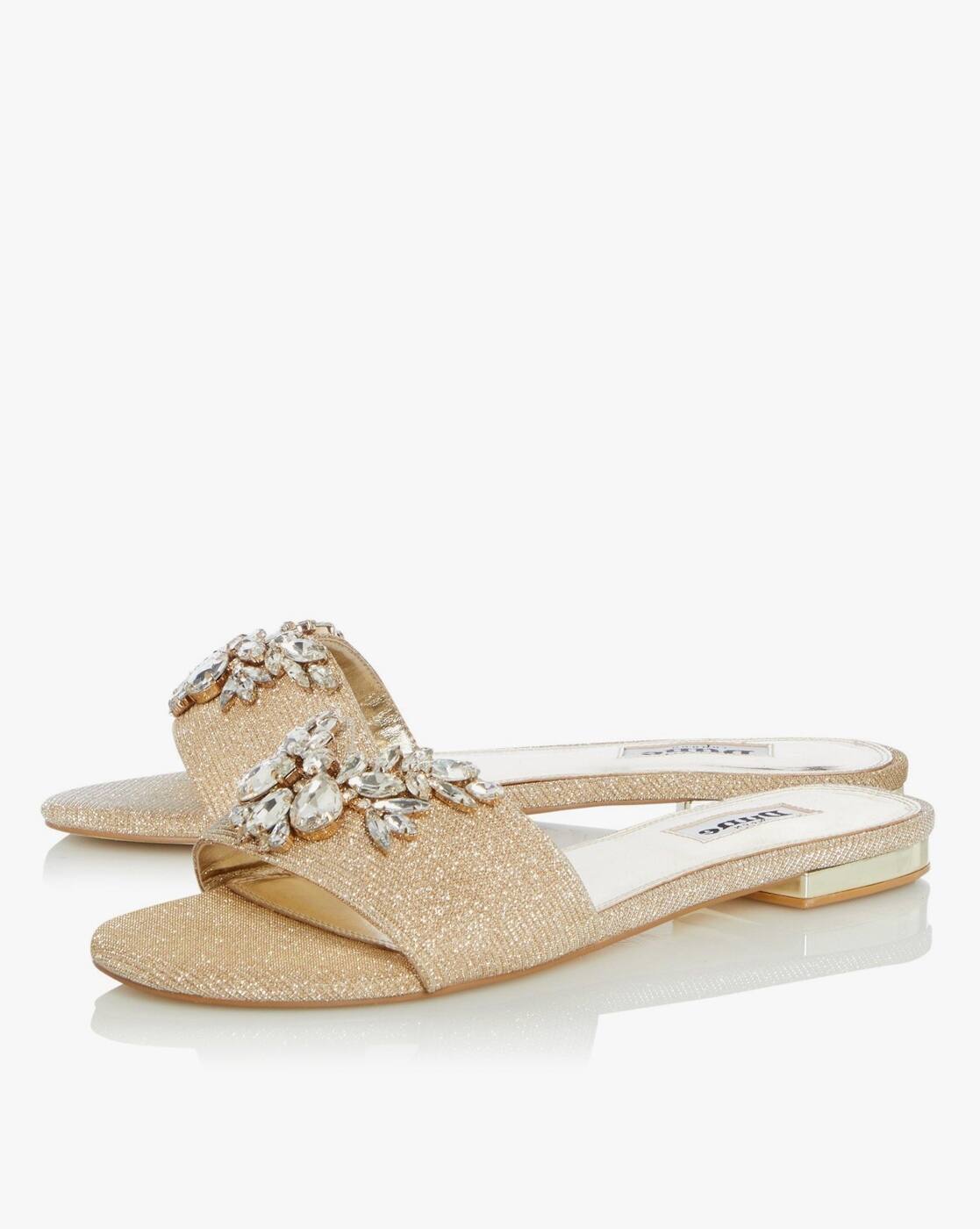 gold embellished flat sandals