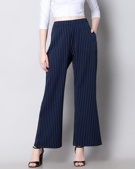 Buy online Navy Blue Striped Peg Trouser from bottom wear for Women by  Besiva for ₹659 at 53% off | 2024 Limeroad.com