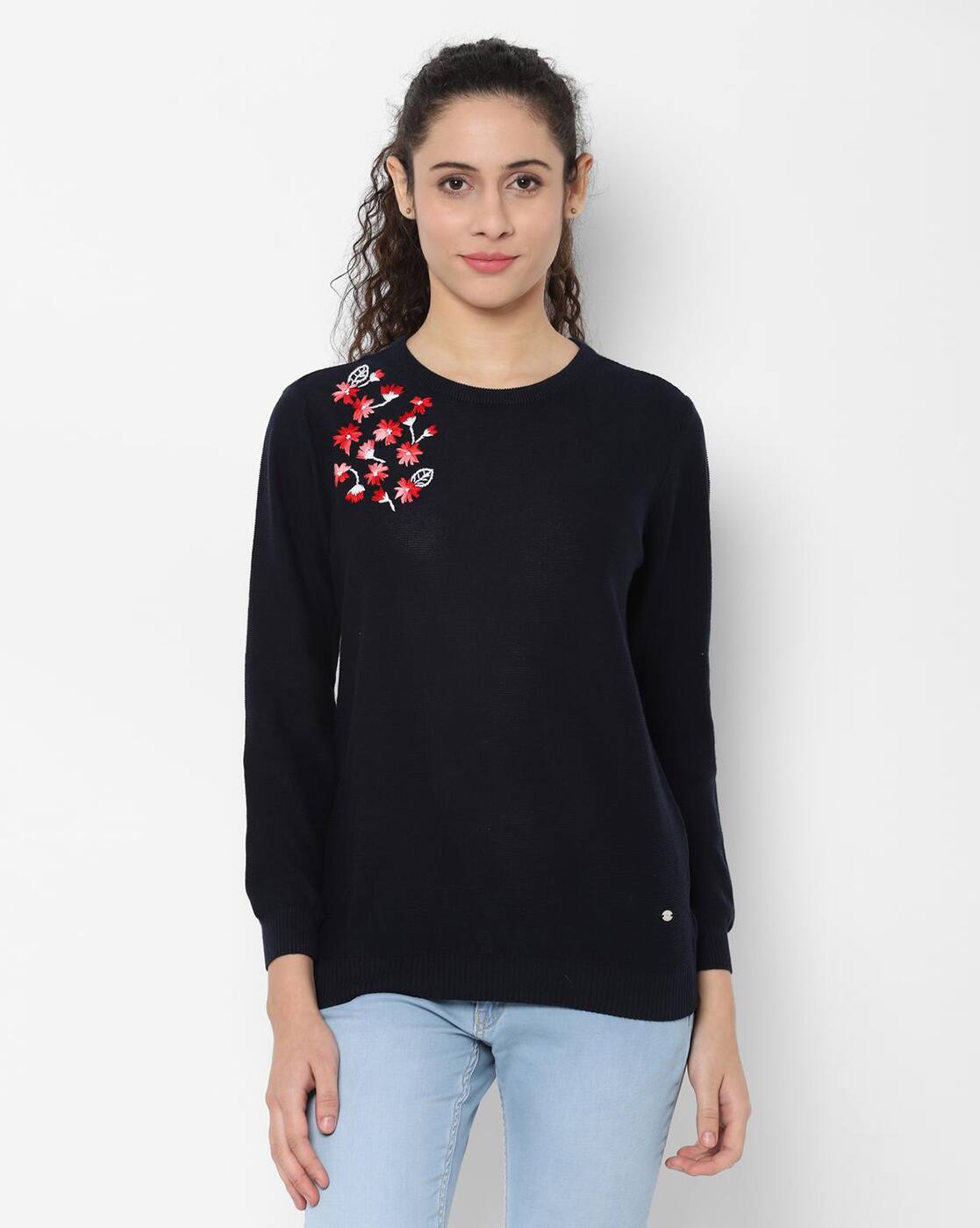 Buy Navy Sweaters u0026 Cardigans for Women by ALLEN SOLLY Online | Ajio.com