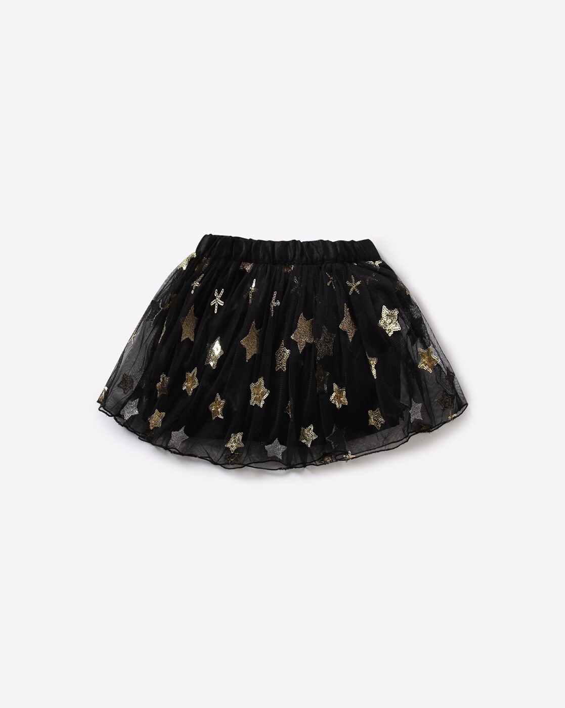 black skirt with gold stars