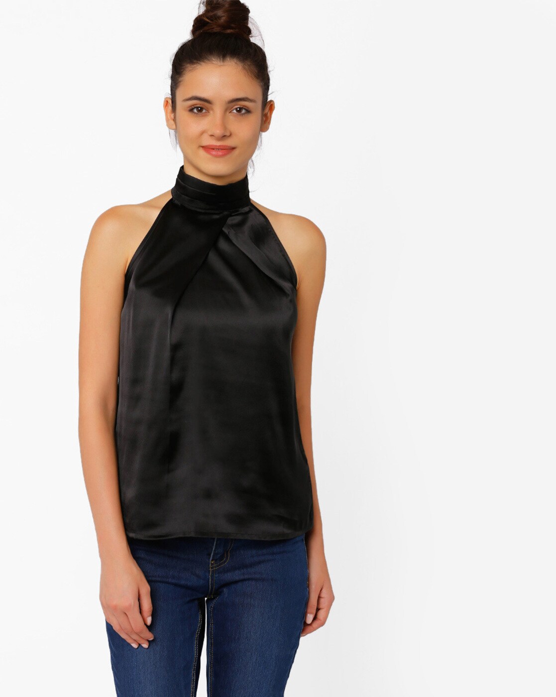 black satin high neck top