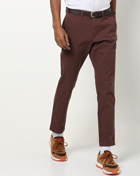 Buy Maroon Color Cotton Trousers for Women  Regular Fit Cotton  Naariy