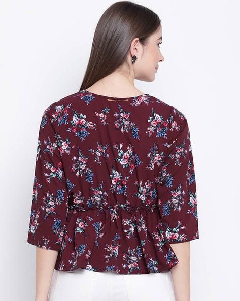 Floral Print Peplum Top (Image - 1)