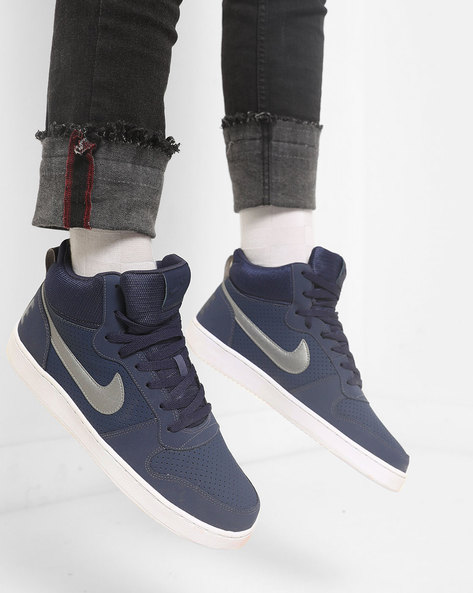 Navy blue best sale nike high tops