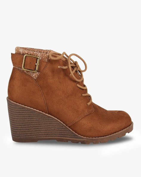 Tan wedge clearance booties outfit