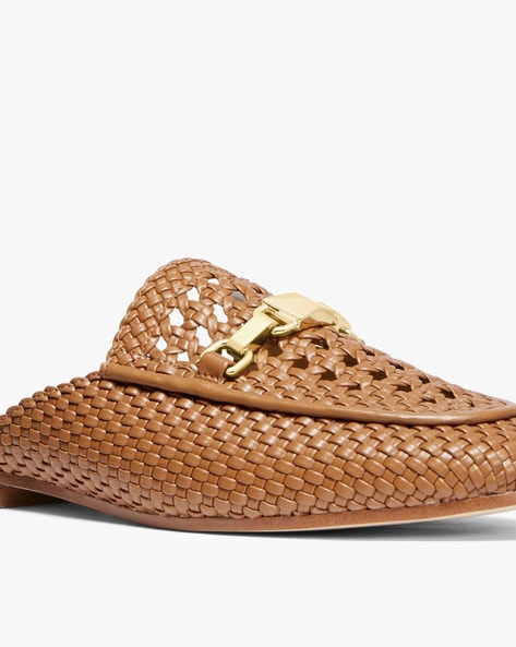 Buy Michael Kors Charlton Basket-Weave Mules with Metal Accent | Tan Color  Women | AJIO LUXE