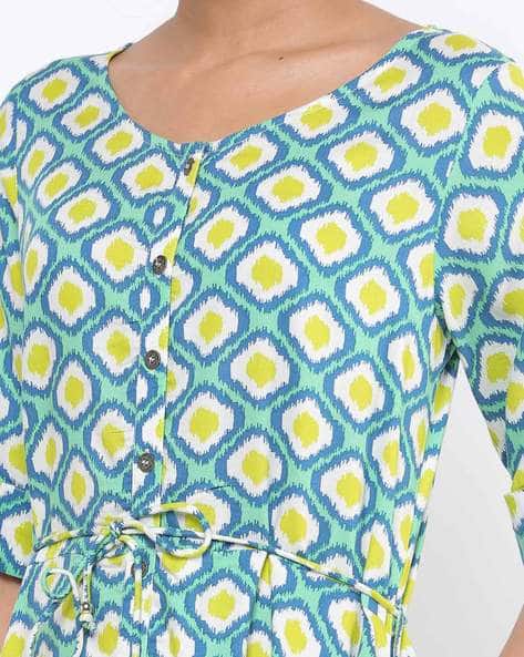 Geometric Print Maxi A-line Dress with Insert Pockets (Image - 2)