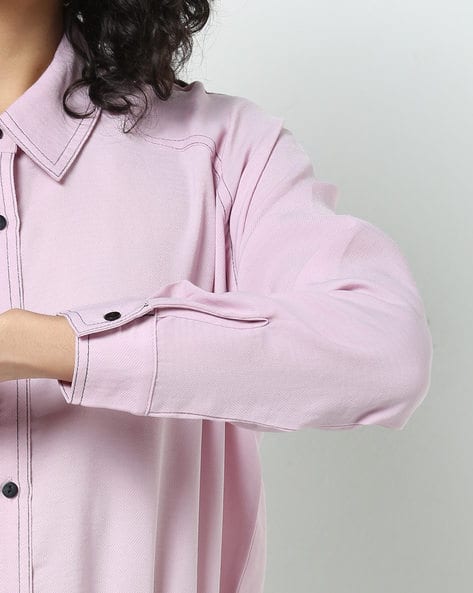 Textured Shirt with Cuffed Hemline (Image - 2)