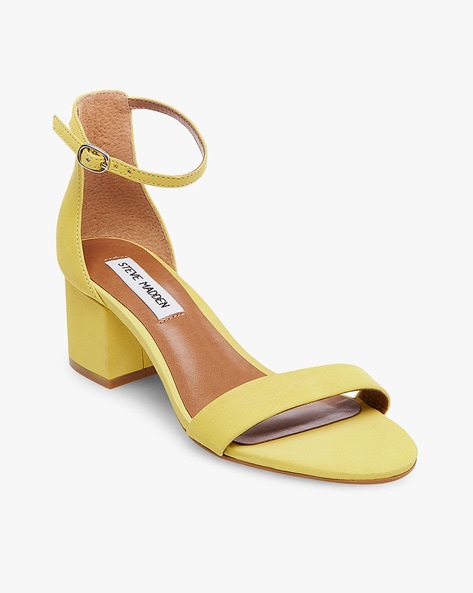 Boldest Trick in the Book Yellow Nubuck Ankle Strap Heels | Heels, High  heels, Stiletto heels