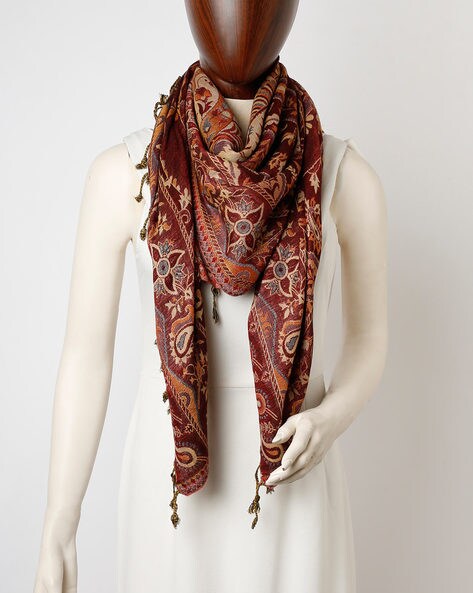 Paisley Motif Scarf with Tassels Price in India