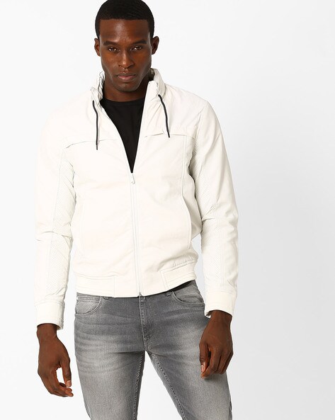 Buy CELIO JEANS White Mens Regular Fit Solid Jacket | Shoppers Stop