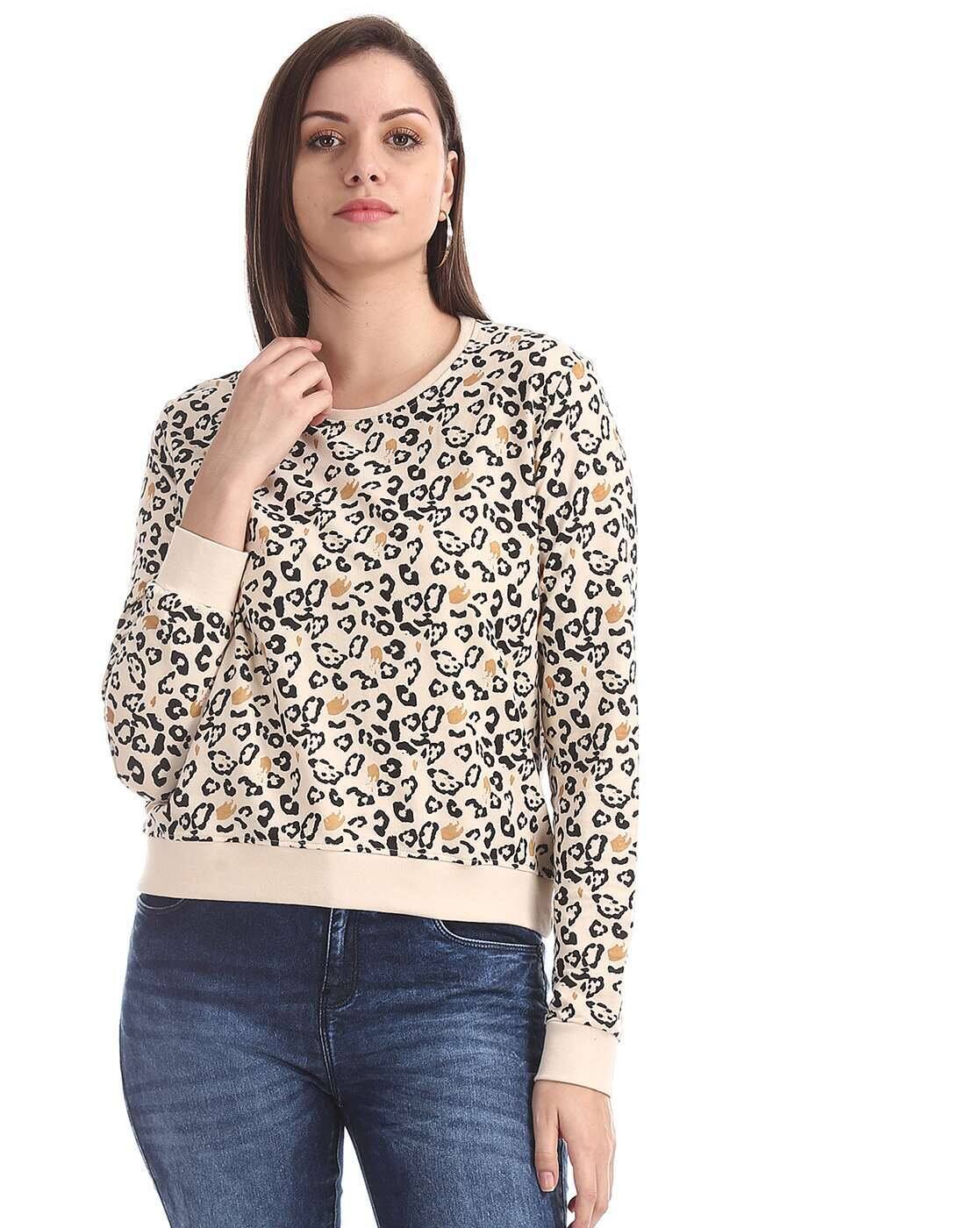 animal print cropped sweater