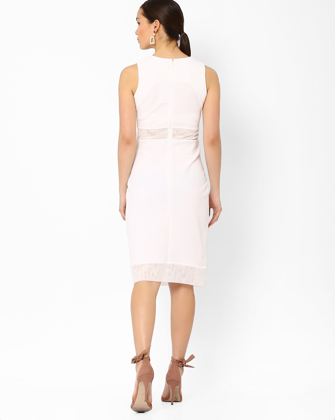 ivory sleeveless sheath dress