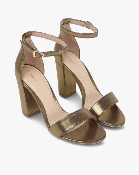Buy CATWALK Bronze Womens Metallic Ankle Strap Sandals | Shoppers Stop