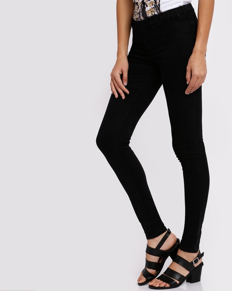 Buy Women Black Side Button Placket Stretch Straight Jeans Online at  Sassafras