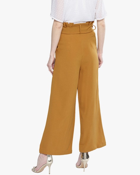 Weekend Date Mustard Yellow Cropped Paperbag Waist Pants