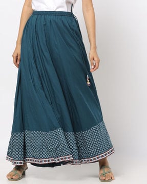 teal long skirt