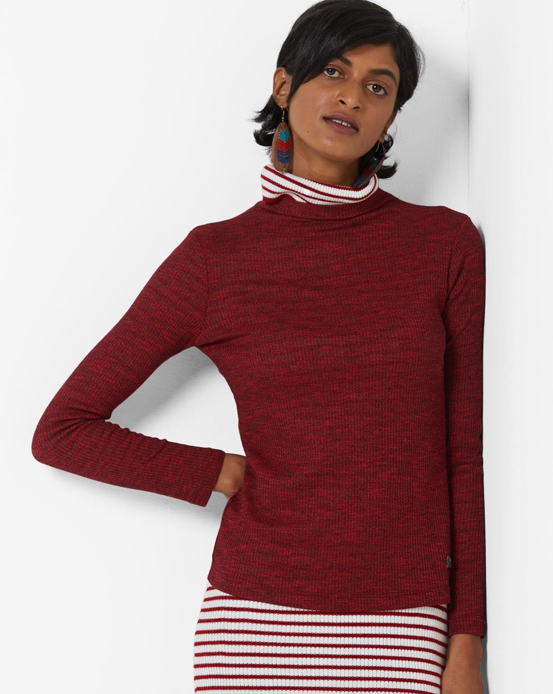 high neck woolen tops