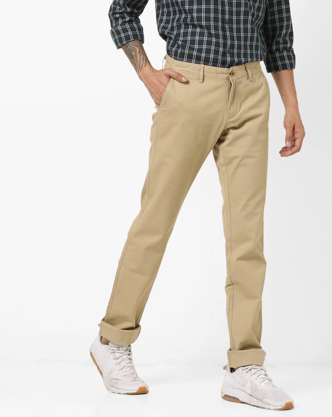 khaki skinny trousers