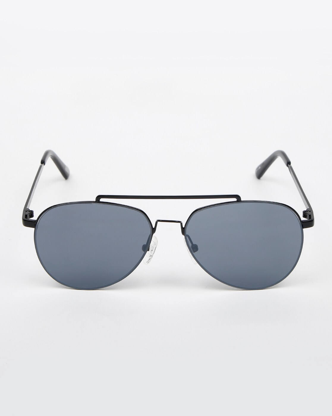 River Island smoke lens rimless aviator sunglasses in black | ASOS