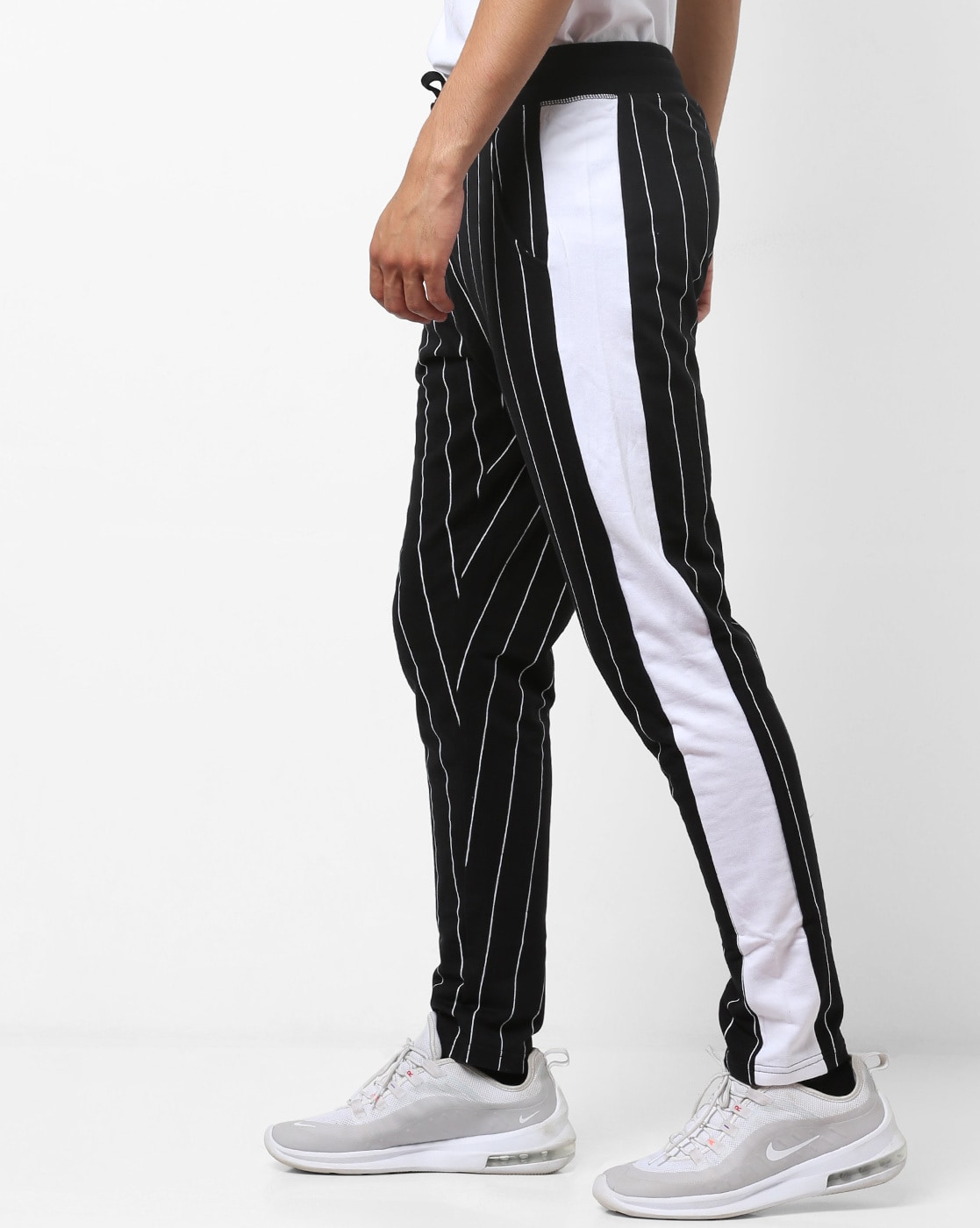 PullBear tapered pant in black and white stripe  ASOS