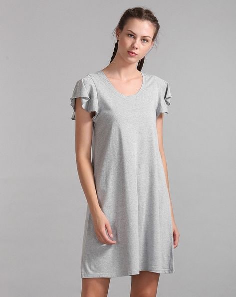 Shift Dress with Flutter Sleeves