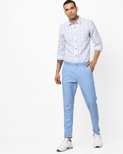 Buy Gwalior Mens Executive sky blue Shirt Black Color Trouser Fabric Combo  Online  499 from ShopClues