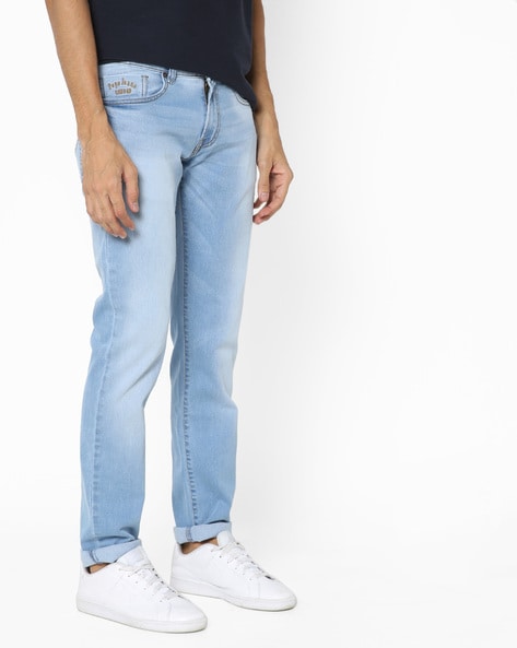 light stone washed denim jeans