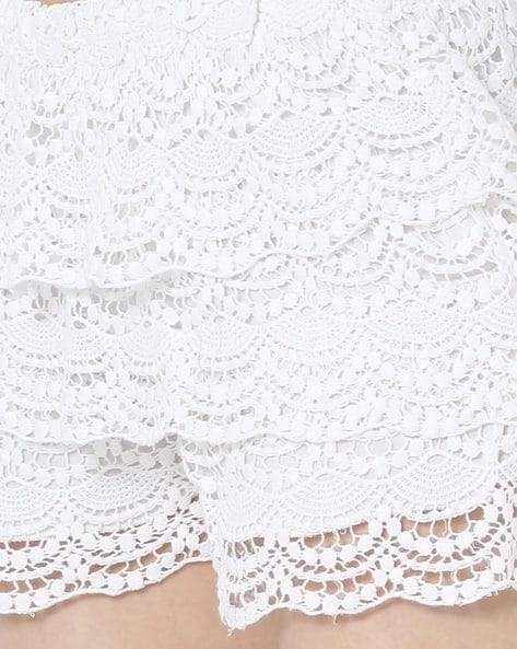 Floral Lace Shorts - White