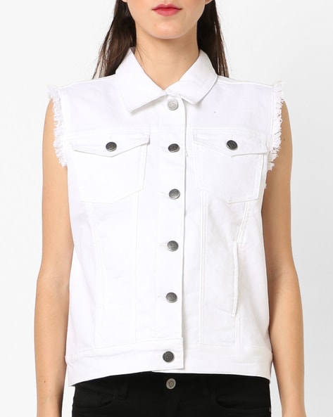 Clo Clu Sleeveless Printed Women Denim Jacket - Buy Clo Clu Sleeveless  Printed Women Denim Jacket Online at Best Prices in India | Flipkart.com