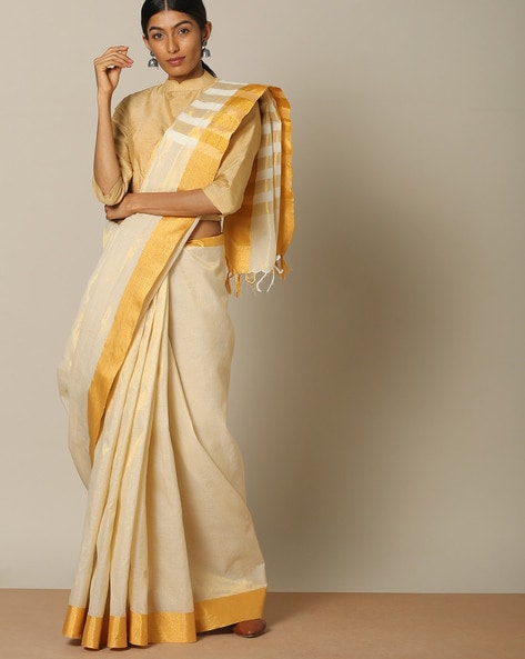 Beautiful Pure Uppada Tissue Silk Gold Saree With White Border Unstitched  Running Blouse Designer Sari Indian Bollywood - Etsy