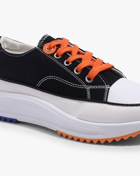 Buy BLACK CASUAL LACE-UP CANVAS SHOES for Women Online in India