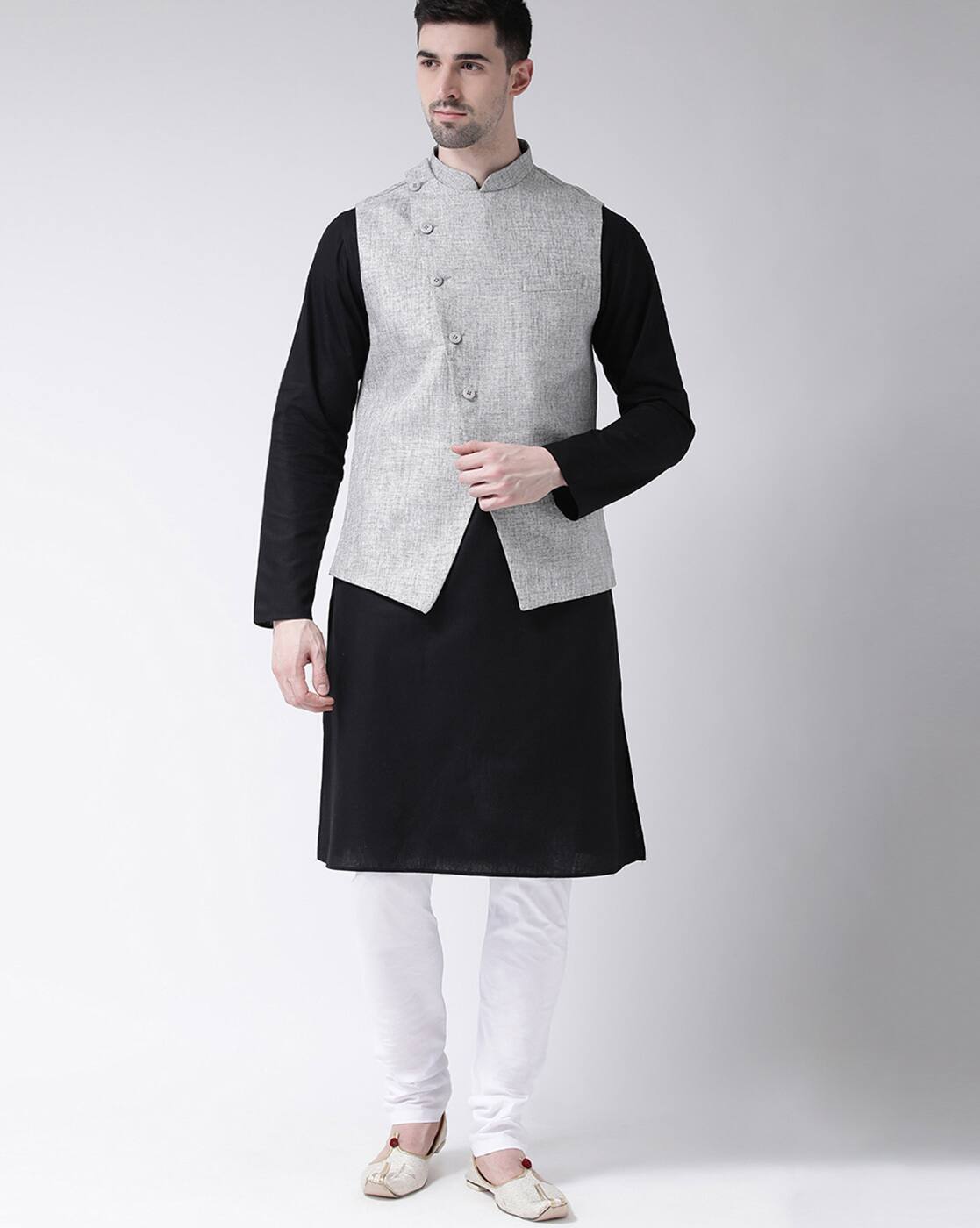 black kurta pajama with basket