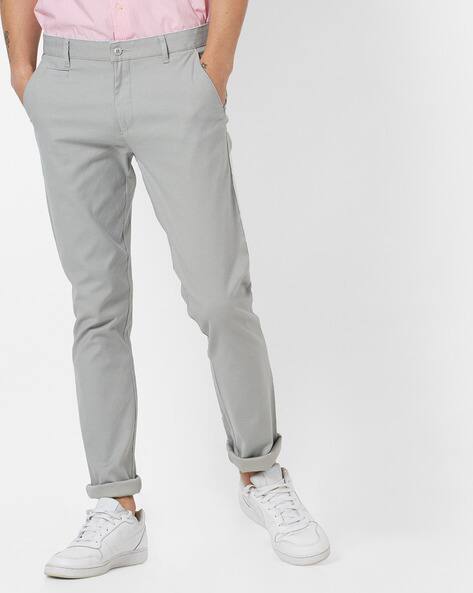 Mid-Rise Slim Fit Flat-Front Trousers By British Club ( Blue )