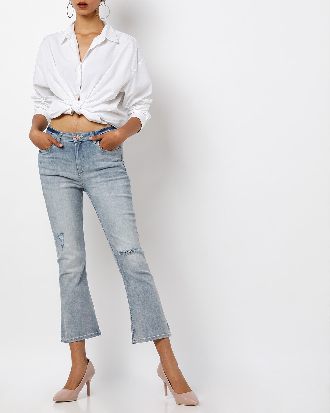 cropped bootcut jeans