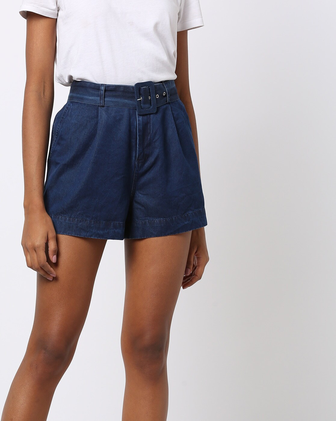 pleated front shorts