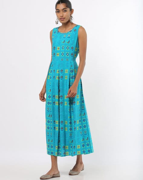 Floral Print A-line Dress with Tasseled Waist Tie-Up (Image - 2)
