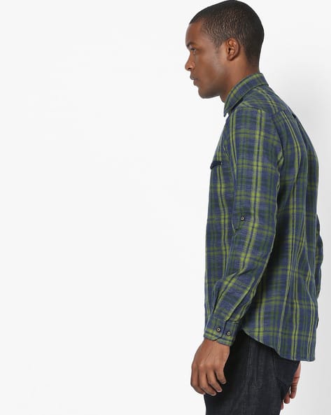 men's shirt with shoulder patches