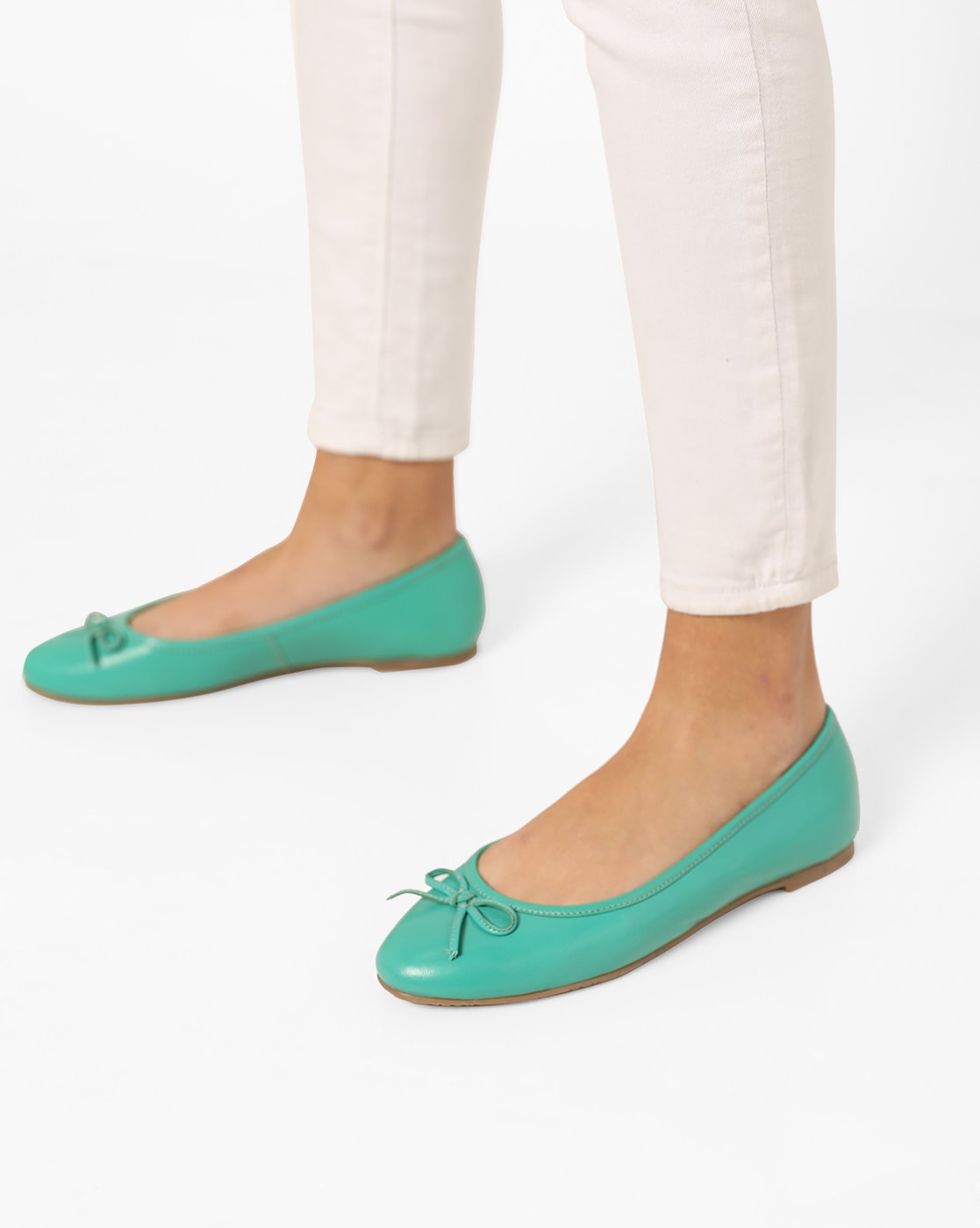 teal ballet flats with ribbon