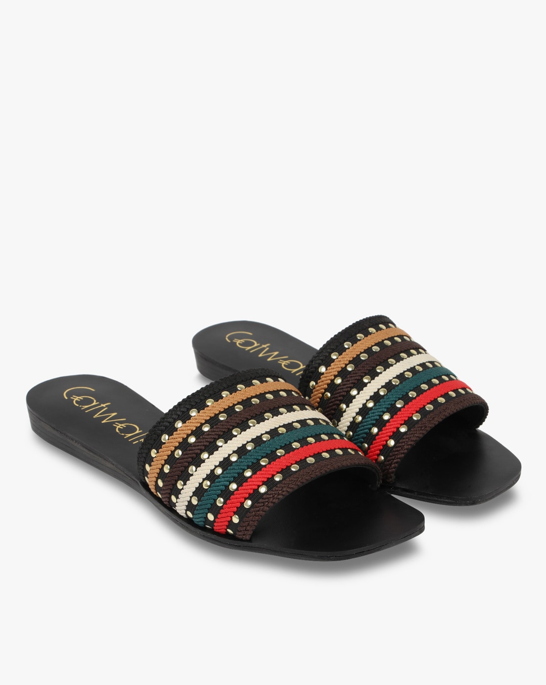 among Pacific Islands Rug Buy Black Flat Sandals for Women by CATWALK Online | Ajio.com
