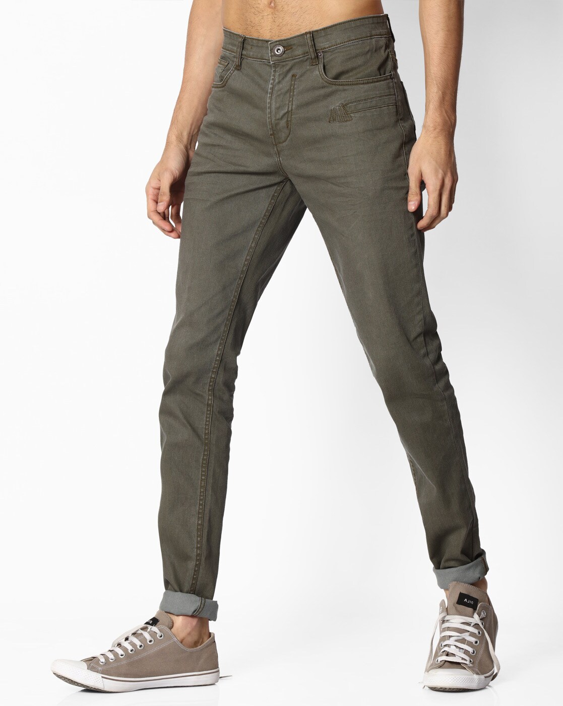 Buy HOP Baby Plain Olive Denim Jeans with Belt from Westside