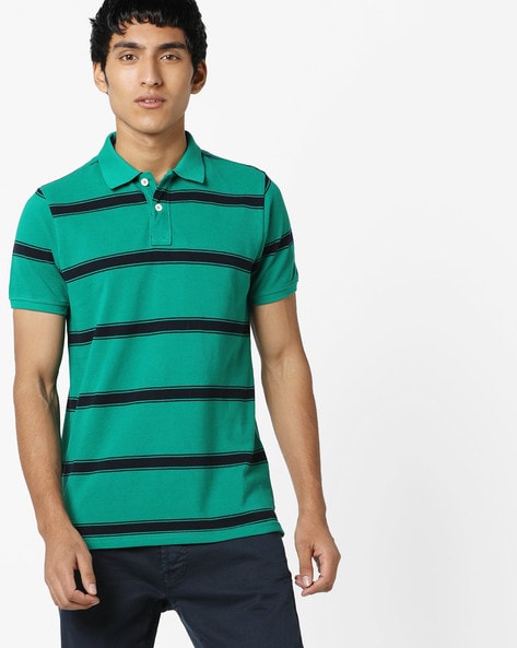 Basics Striped Slim Fit Polo T-shirt