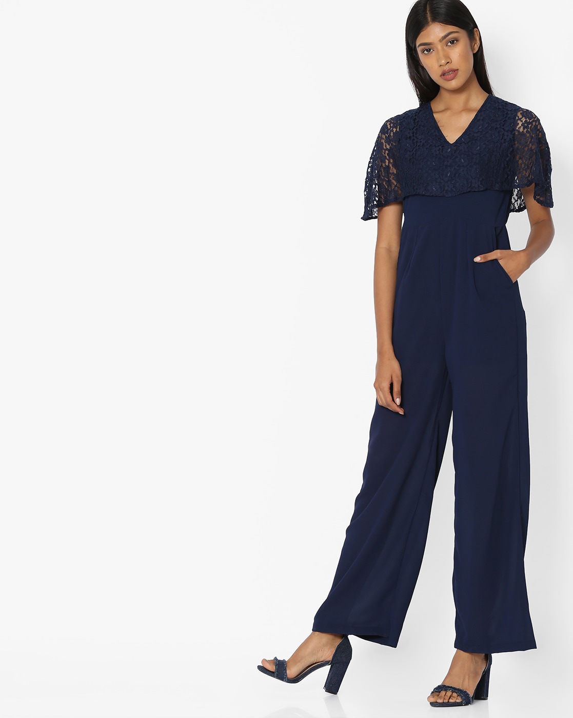 navy overlay jumpsuit