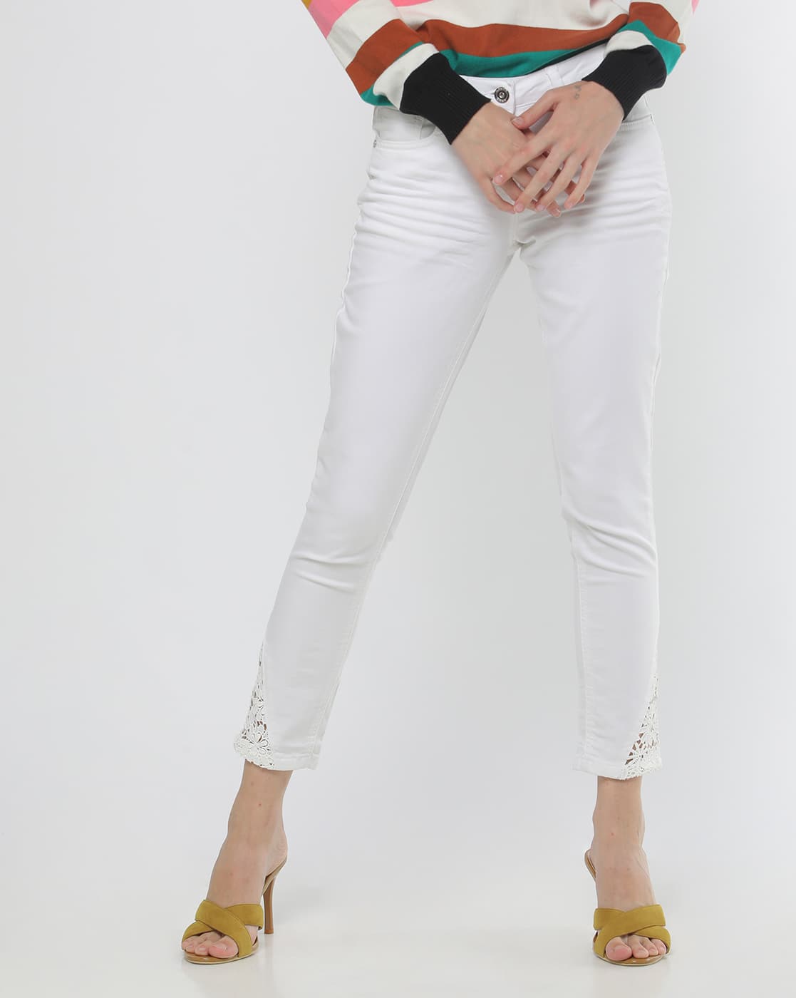 jeans with lace detail