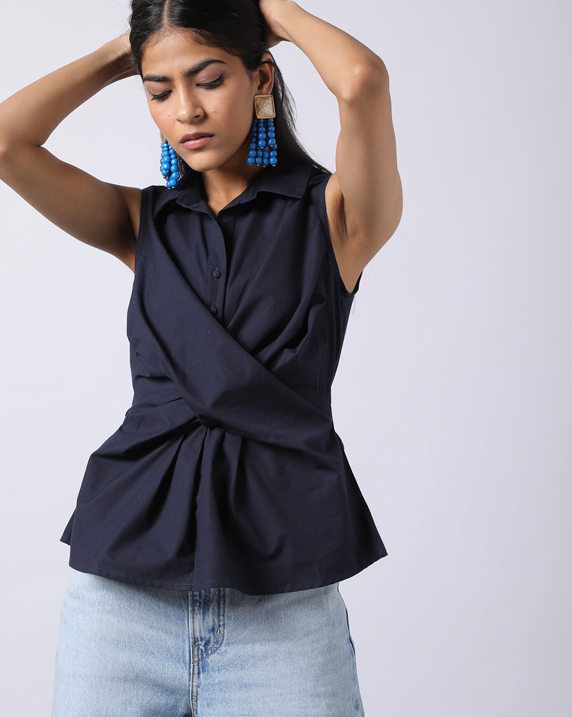 navy blue shirt womens